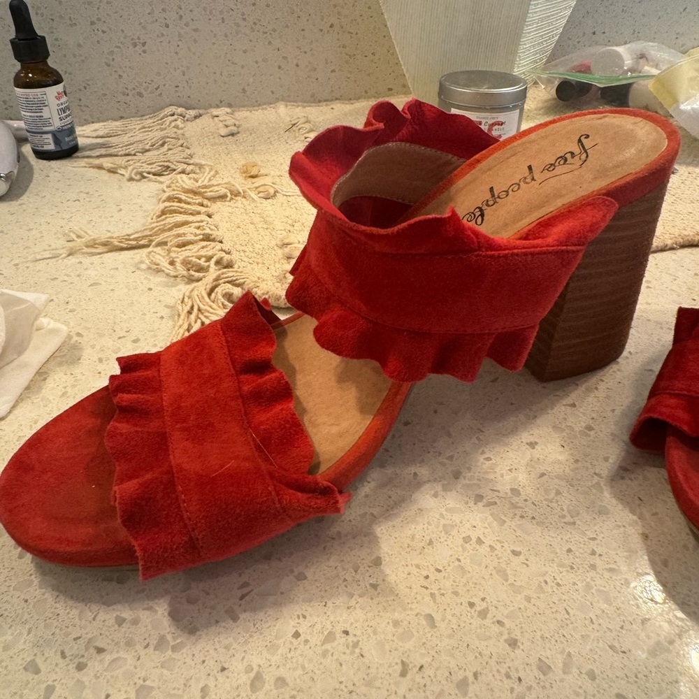 Free People Rosie Ruffle Red Sandals - Picture 2 of 5